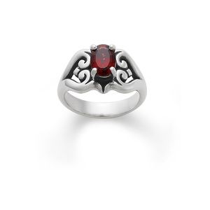 James Avery Scrolled Heart Ring with Garnet